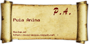 Puia Anina névjegykártya